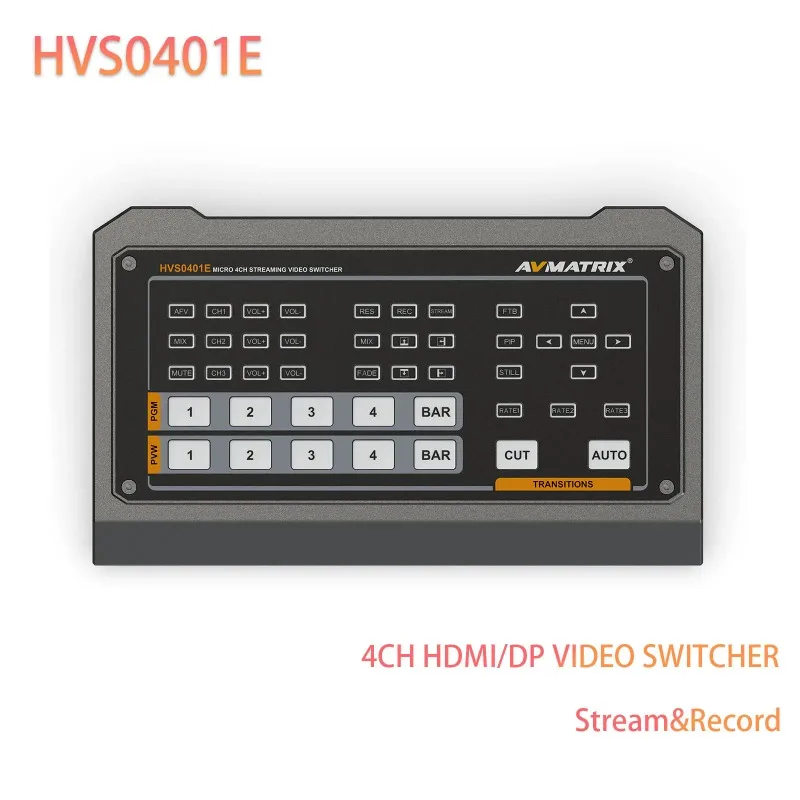 AVMATRIX HVS0401E 4-channel micro/DP video switcher mixer RTMP live stream recording