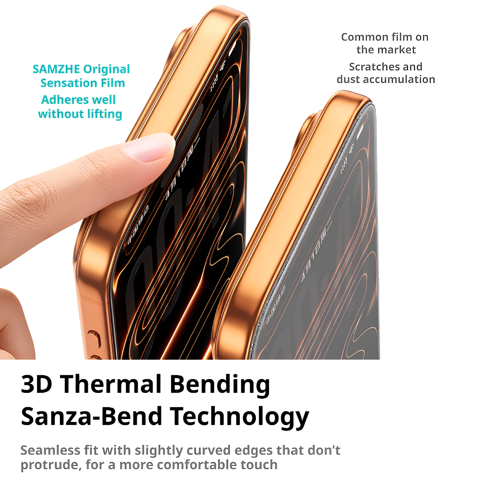 SAMZHE AR Film 3D, szkło hartowane do termicznego formowania, przeznaczone do iPhone 18 Pro Max i 17 Pro, antyrefleksyjne, grubość 0,23 mm, pełna ochrona ekranu. — zdjęcie produktu 2