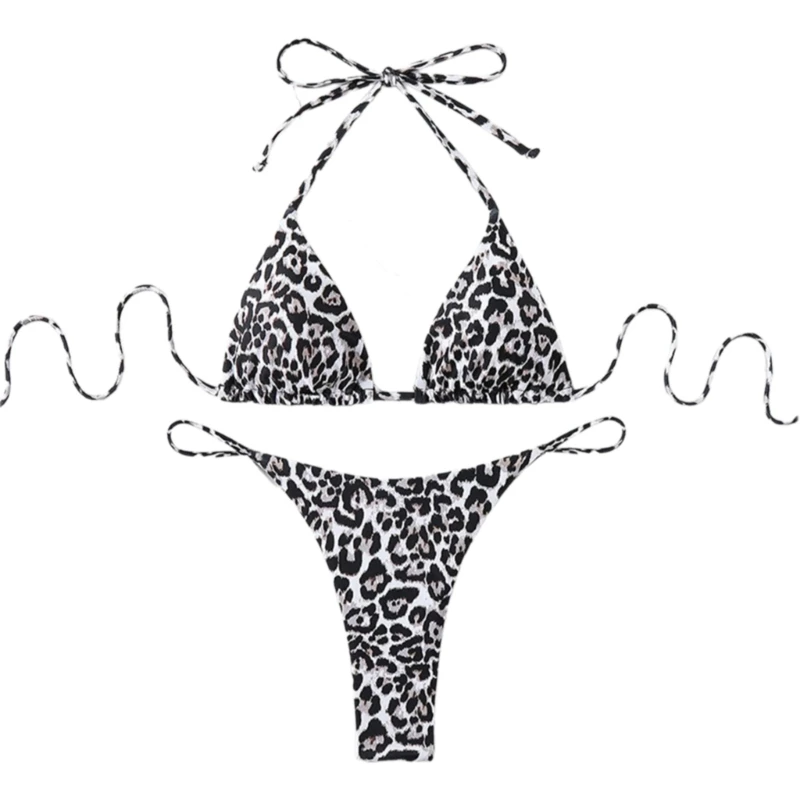 

F1FD Leopard Swimwear с регулируемым верхним и струнным дном для женщин