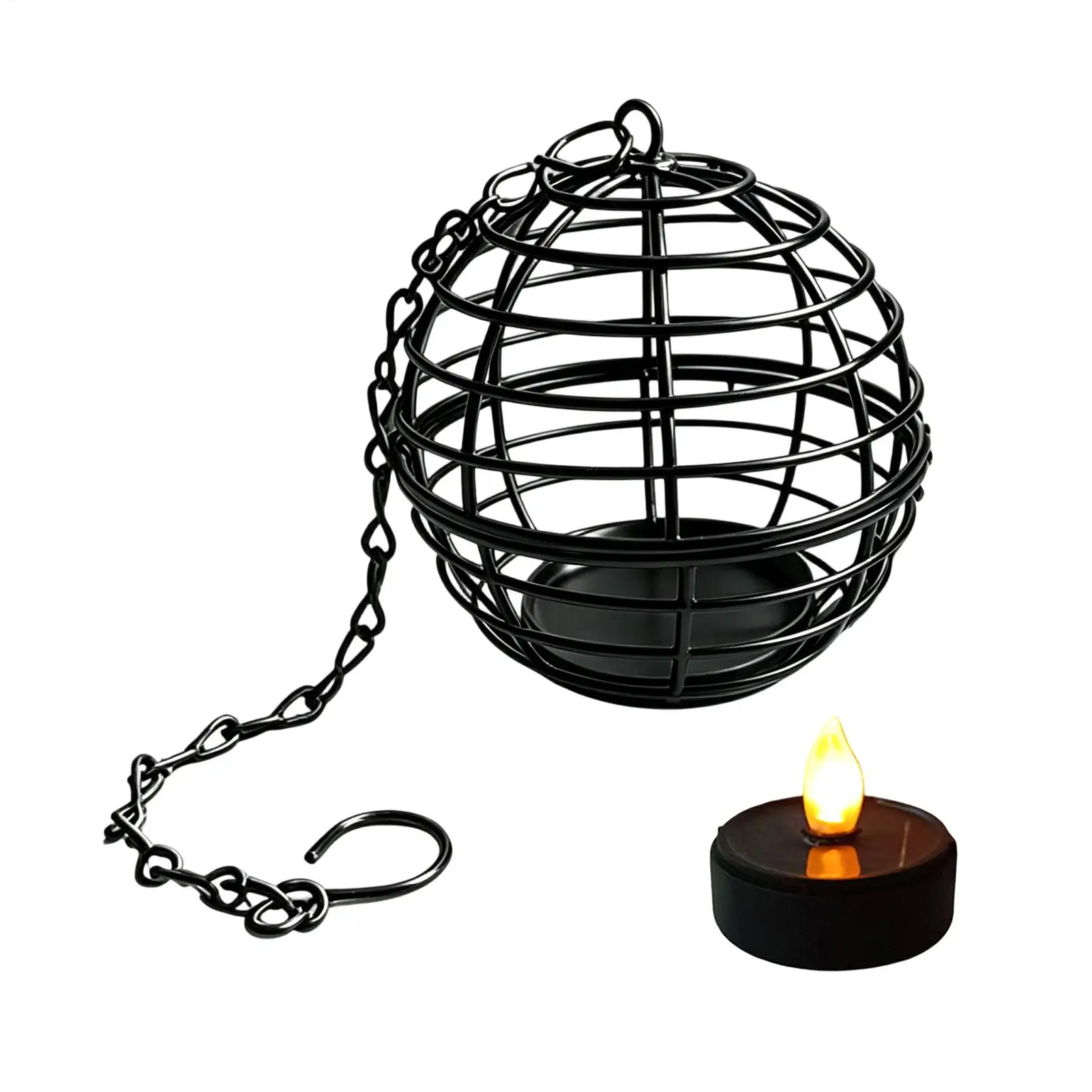 

Solar Tealight Lantern Outdoors Decorative Ball Cage Candle Holder Dusk To Down Tea Lights for Porch Patio Garden Yard Farmhouse