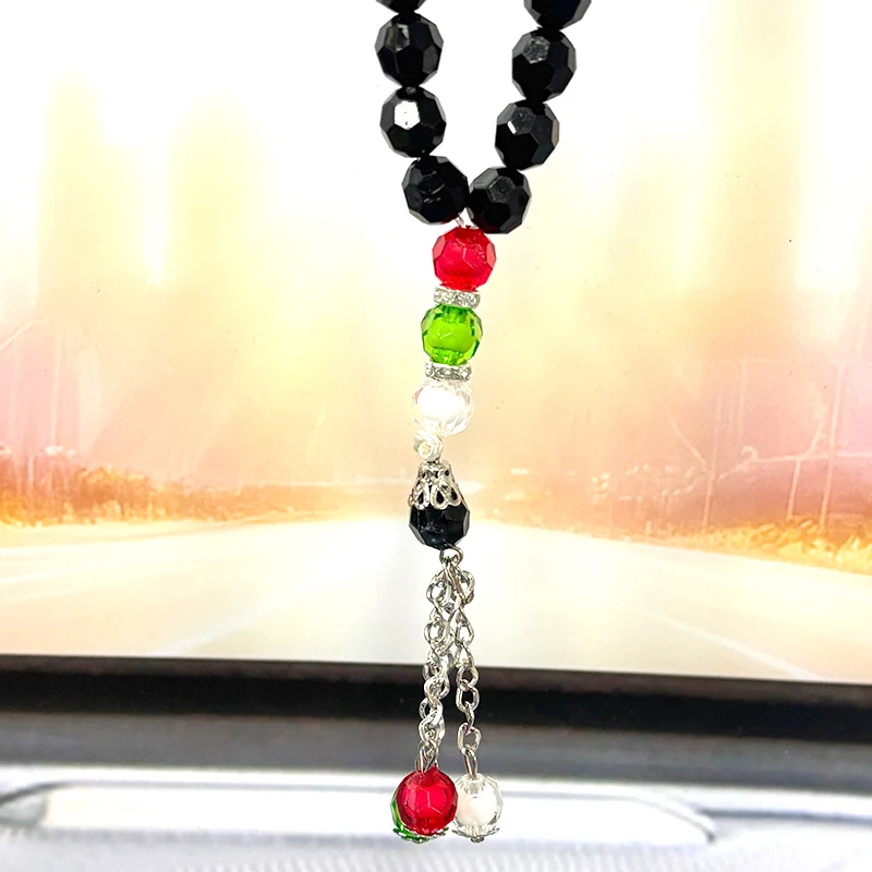33Pcs Islamic Tabiha Prayer Beads Car Pendant For Women Men Green Red Tassel Worship Allah God Muslim Keychain Jewelry Gifts view 2