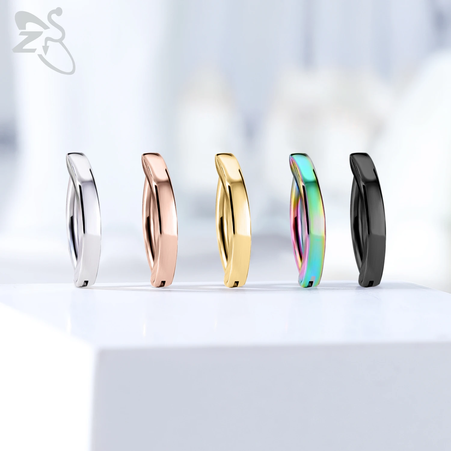 ZS 1 PC 14G/16G Edelstahl Clicker Bauchnabel Ring Frauen Gold Farbe Reverse gebogene Nabel Barbell Körper Schmuck 8/10/12 MM – Detail 3