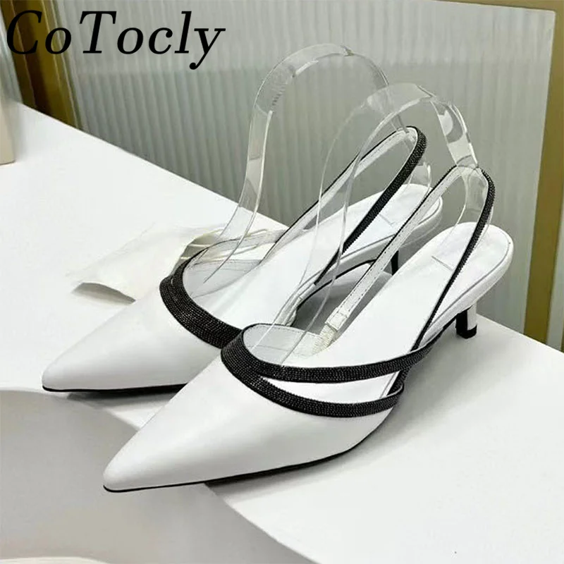 

Summer High Heels Women Pumps Sexy Pointed Toe Suede Leather Slingbacks Party Shoes Luxury String Bead Stiletto Sandals Women