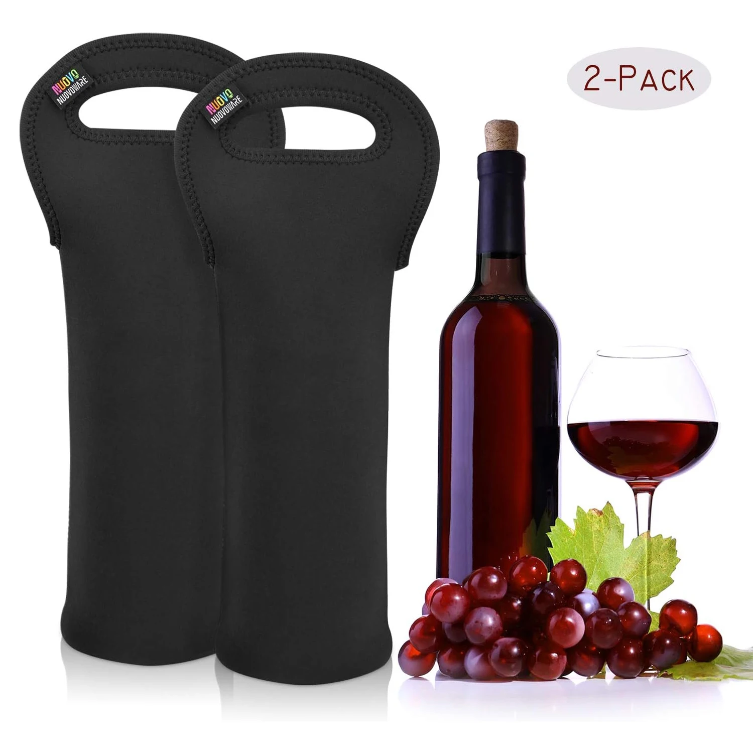 

Nuovoware Wine Bag 2Pack 750ML Portable Neoprene Tote Holders and Carriers Insulated Bag for Wine and Water Bottles Protector