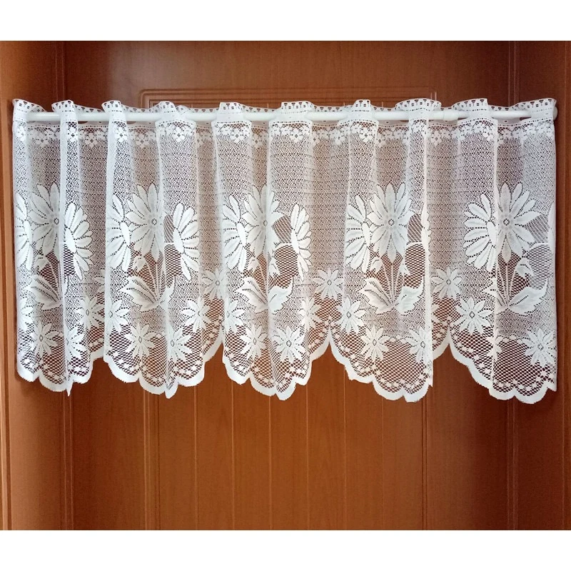 1 Panel Curtain Valance for Kitchen Window Rustic Boho Farmhouse Lace Curtain Tier Grommet Top for Cabinet Closet