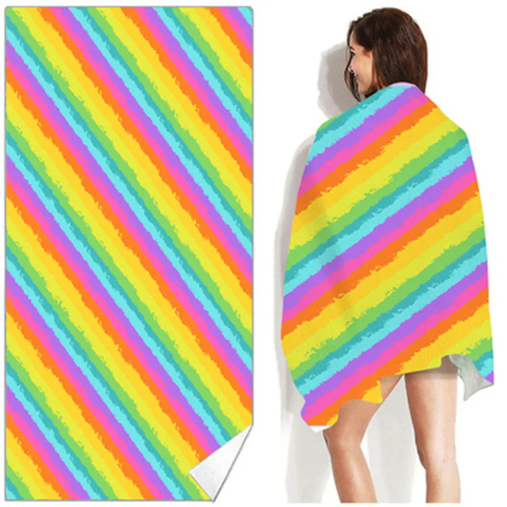 Fresh Rainbow Series Printed Beach Towel for Adult Quick Drying Swimming Surf Shower Towel Outdoor Travel Yoga Mat Women Gifts