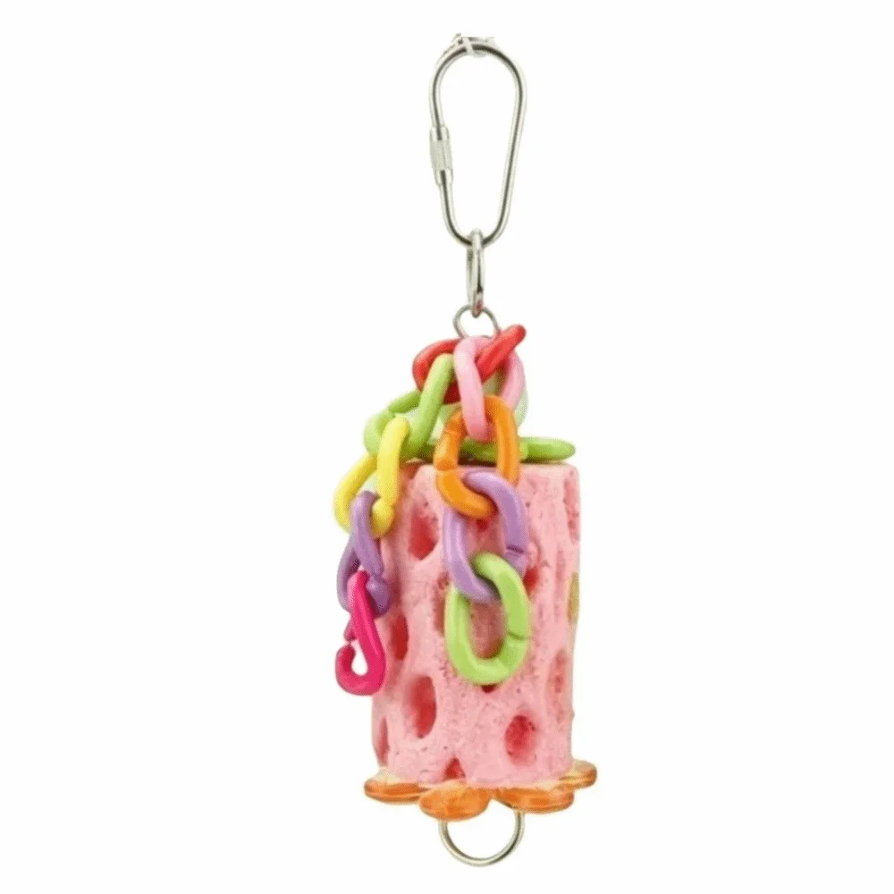 Funny Colorful Parrot Chewing Interactive Bite Resistant Hamster Grinding Stone Hanging Mouth Molar String Bird Training
