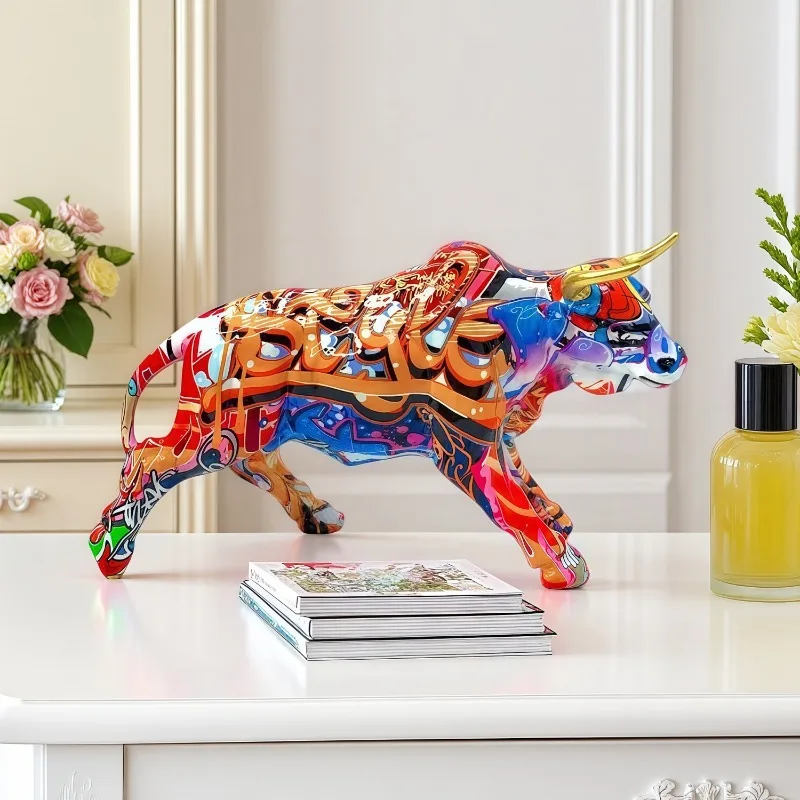 

New Creative, Wall Street Resin Cow Statue, Cow Statue, Home Decoration, Cow Art, Desktop Decoration Sculpture