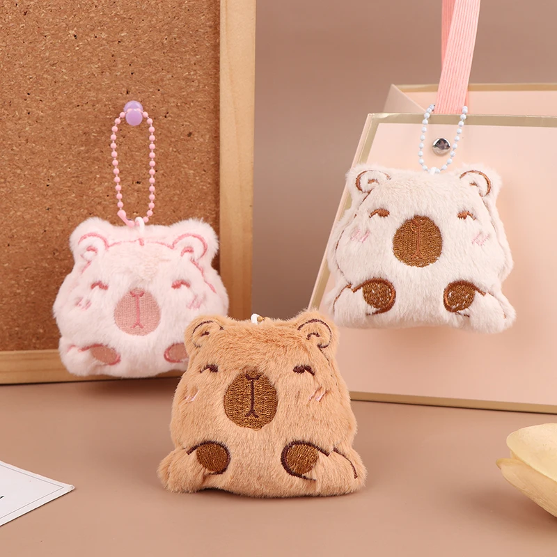 Cute Capibara Plush Keychain Cartoon Capybara Stuffed Doll Pendant Car Key Ring Backpack Bag Decor Kid Gift