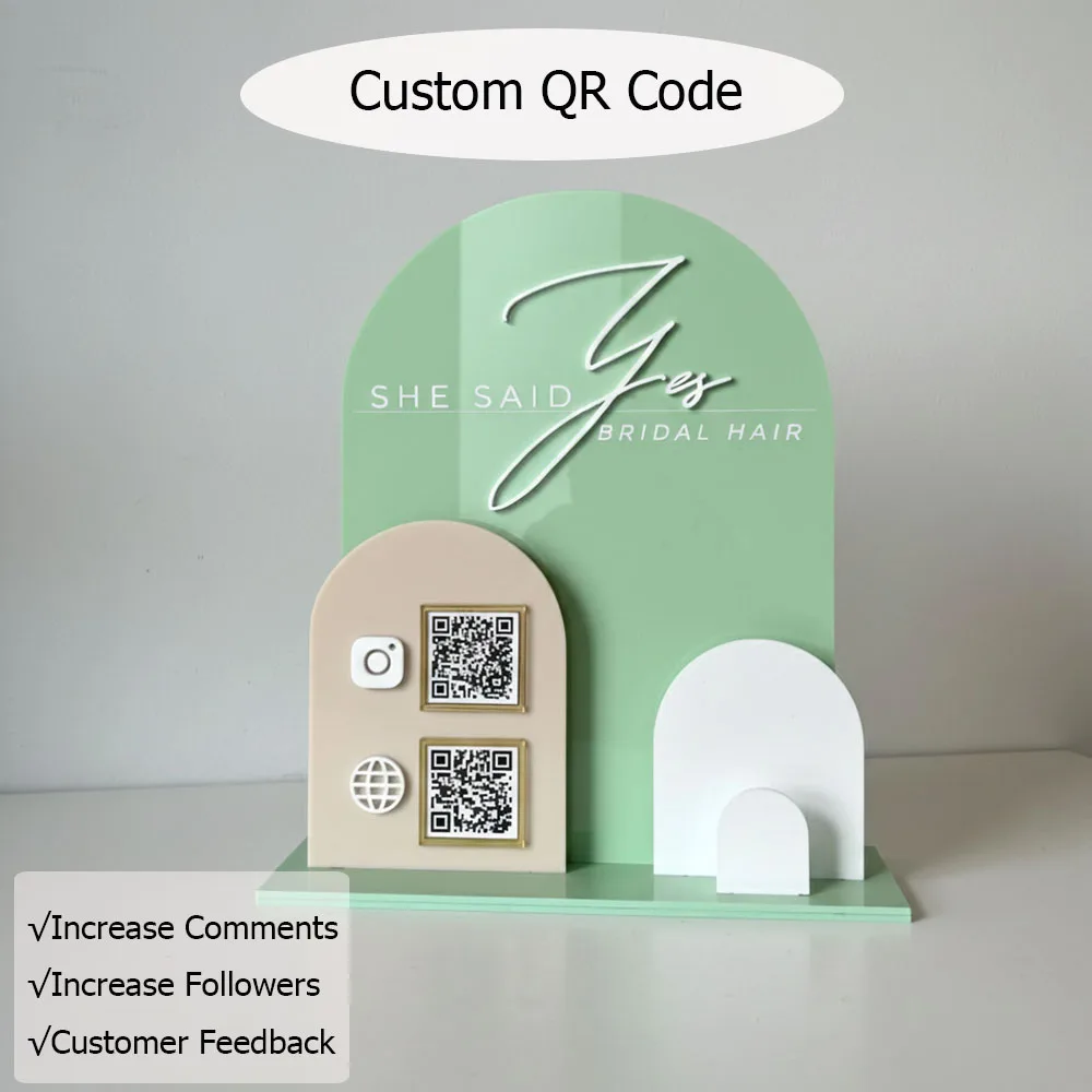 Acrylic Desktop QR Code Display Stand Custom Name Personalized Content For Retail Shops To Boost Social Media Follower Growth