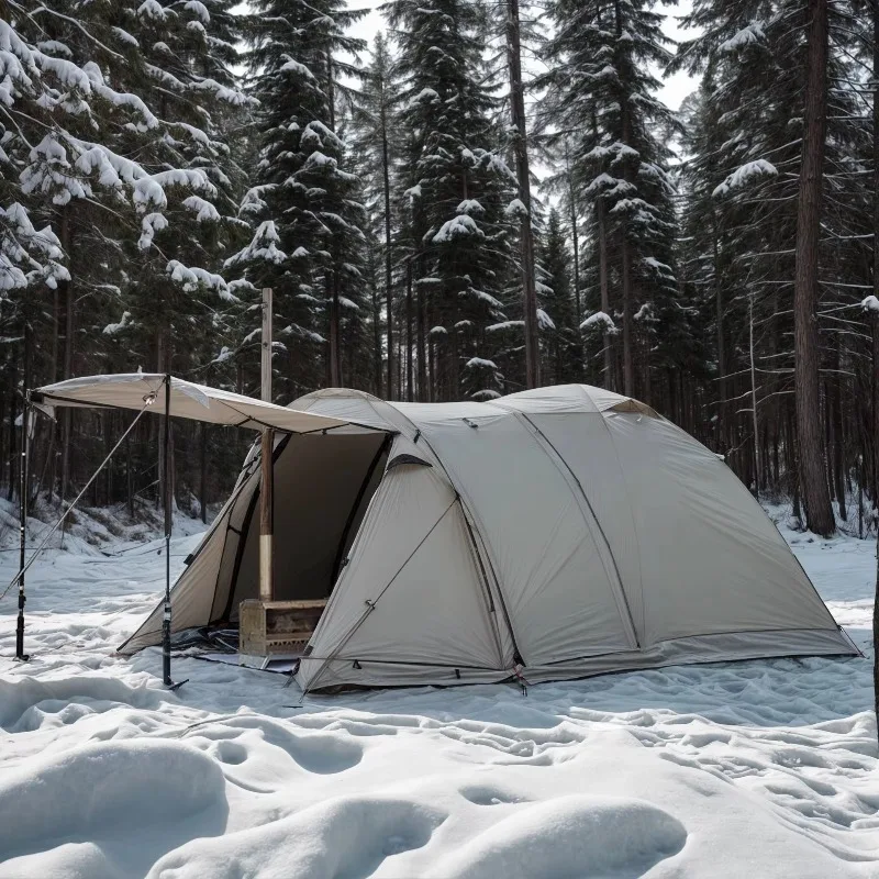 

YTYIN Large Space Winter Camping Tent Portable Outdoor Folding Sun And Rain Proof Flame Retardant Tunnel Tent With Back Room