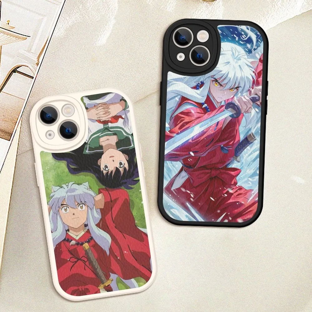 

I-Inuyasha A-Anime Phone Case Hard Leather For iPhone 16 15 14 13 12 Mini 11 14 Pro Max Xs X Xr 7 8 Plus Fundas