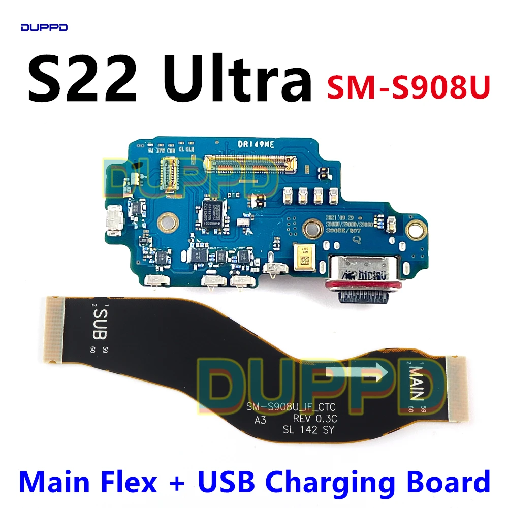 

Плата разъема док-станции для зарядки, гибкая плата для Samsung S22 Ultra S908U, USB-разъем, основная материнская плата, док-станция, кабель для зарядного устройства