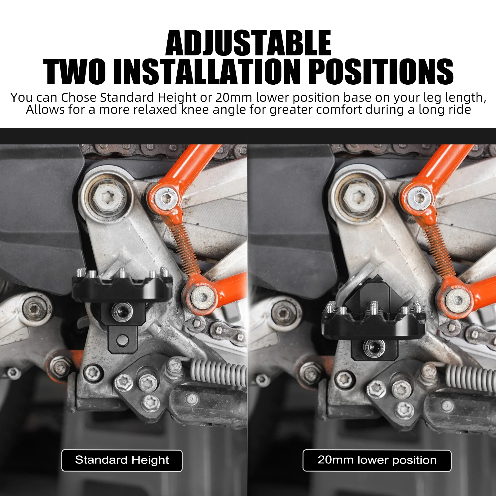 Für KTM 690 Enduro R SMCR 2008-2025 20 mm untere Fußstütze Fußraste für Husqvarna 701 Enduro Supermoto Norden 901 GasGas 700 SM/ES – Detail 4