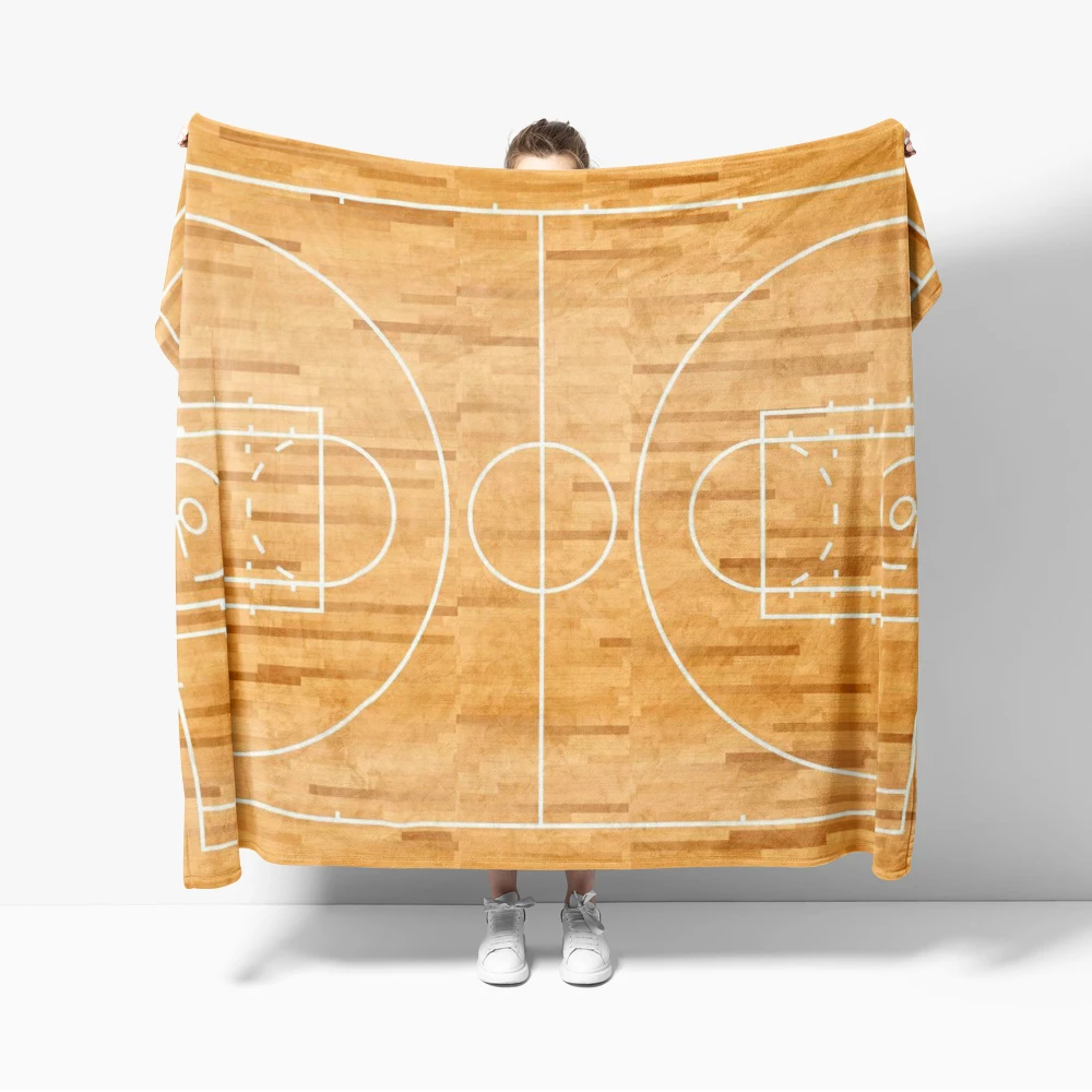 1pc Basketbal court Flannel Print Blanket Cool Ball Handsome Flannel Blanket Soft Warm Throw Blanket  Sofa Bedrood Nap For Gift