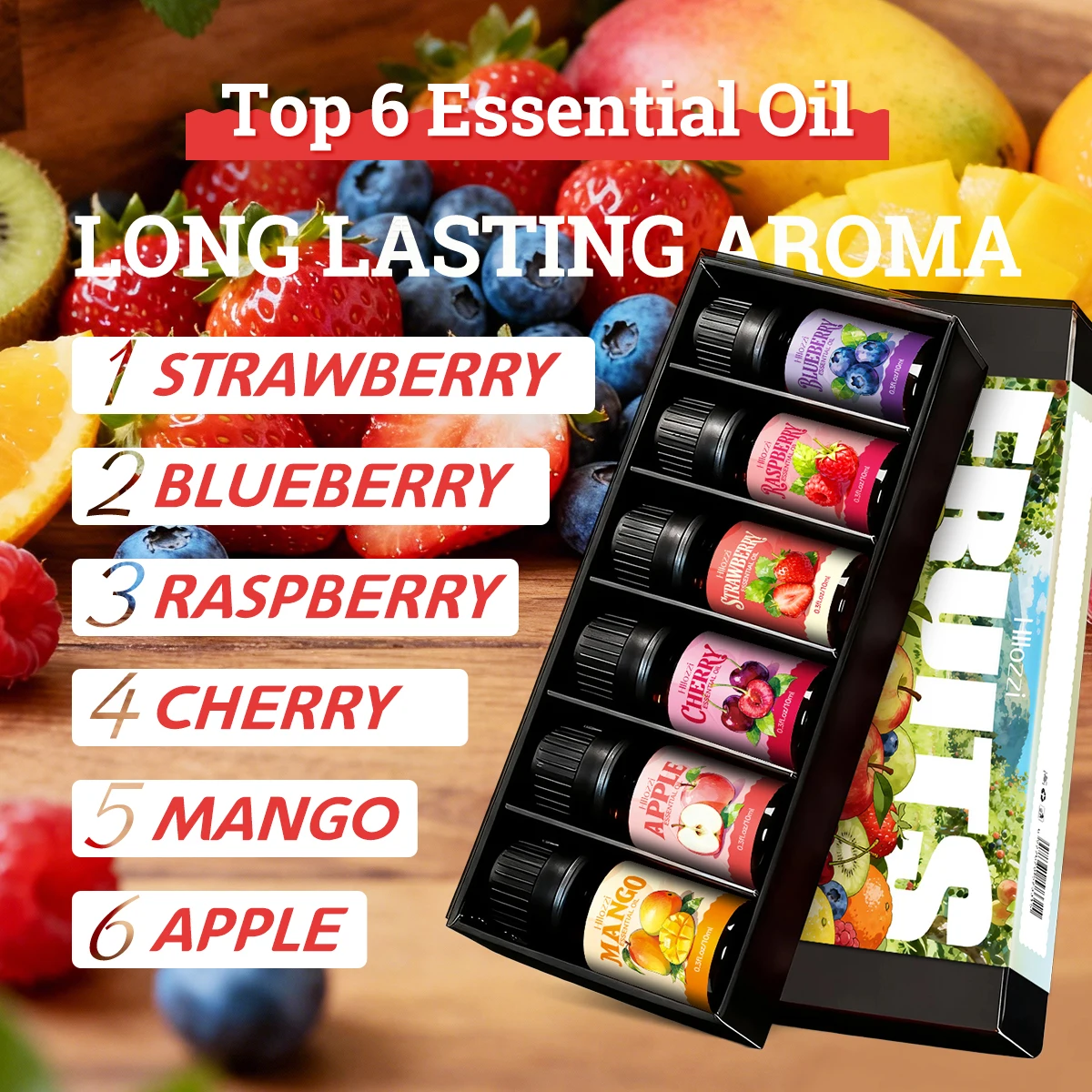Fruit essential oil set, with a variety of colorful fruit scents, suitable for all occasions and also makes a great gift. - view 2
