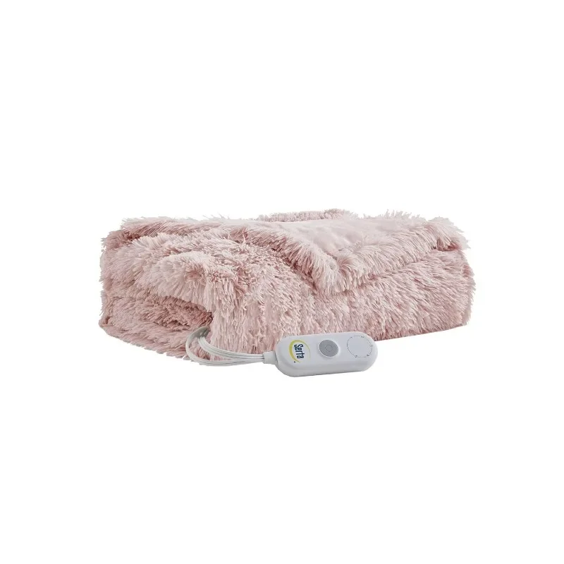 Soft Faux Fur Heating Blanket, Automatic Off Timer, 5 Heat Settings, ETL Certified, Machine Washable Electric Blanket