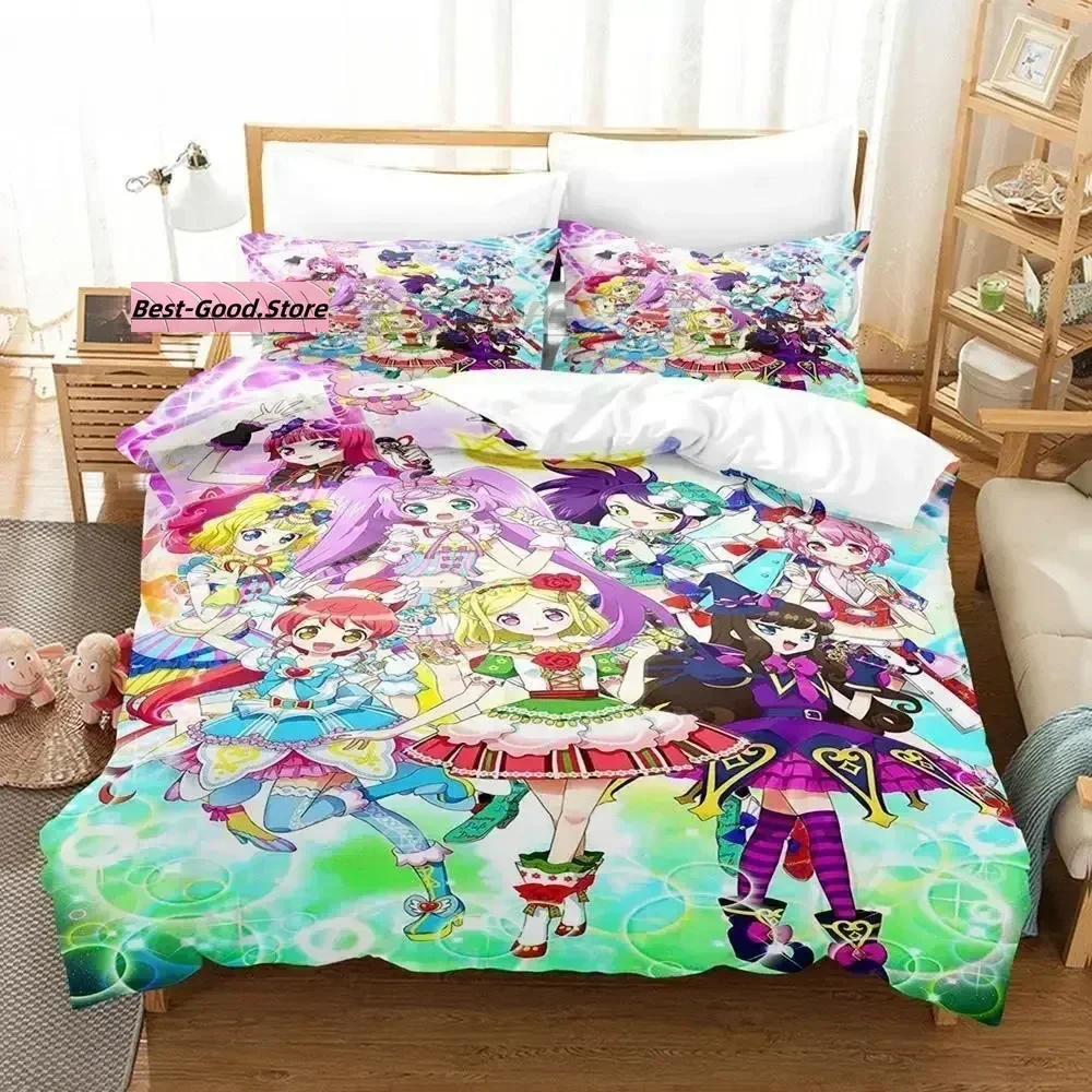 3D Kawaii Girls Idol Time Pripara Bedding Set Single Twin Full Queen King Size Bed Set Adult Kid Bedroom Anime bed sheet set