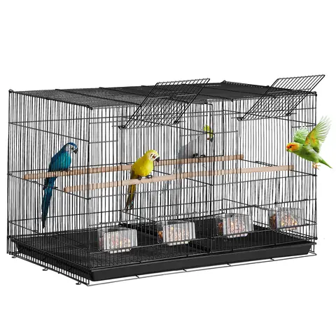 SucceBuy 30In Flight Bird Cage Stackable Divided Small Animal Cage for Kinds of Birds Pet Travel Birdcage with Handle and Perche