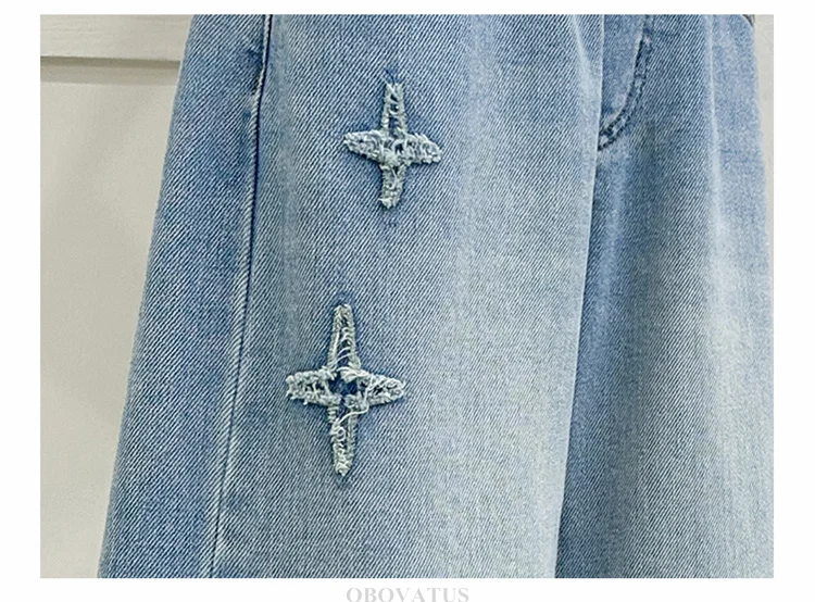 Neue Modische Kinderjeans mit Sternenmuster für Mädchen, Stylische Gerade Denim-Hosen, Lässige Jeans für Kinder und Teenager – Detail 10