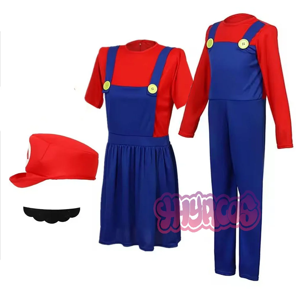 Damen Erwachsenen-Mann-Charakter Anime-Kleid Cosplay-Kostüm mit Hut Bart Handschuhe Oster-Party-Outfit