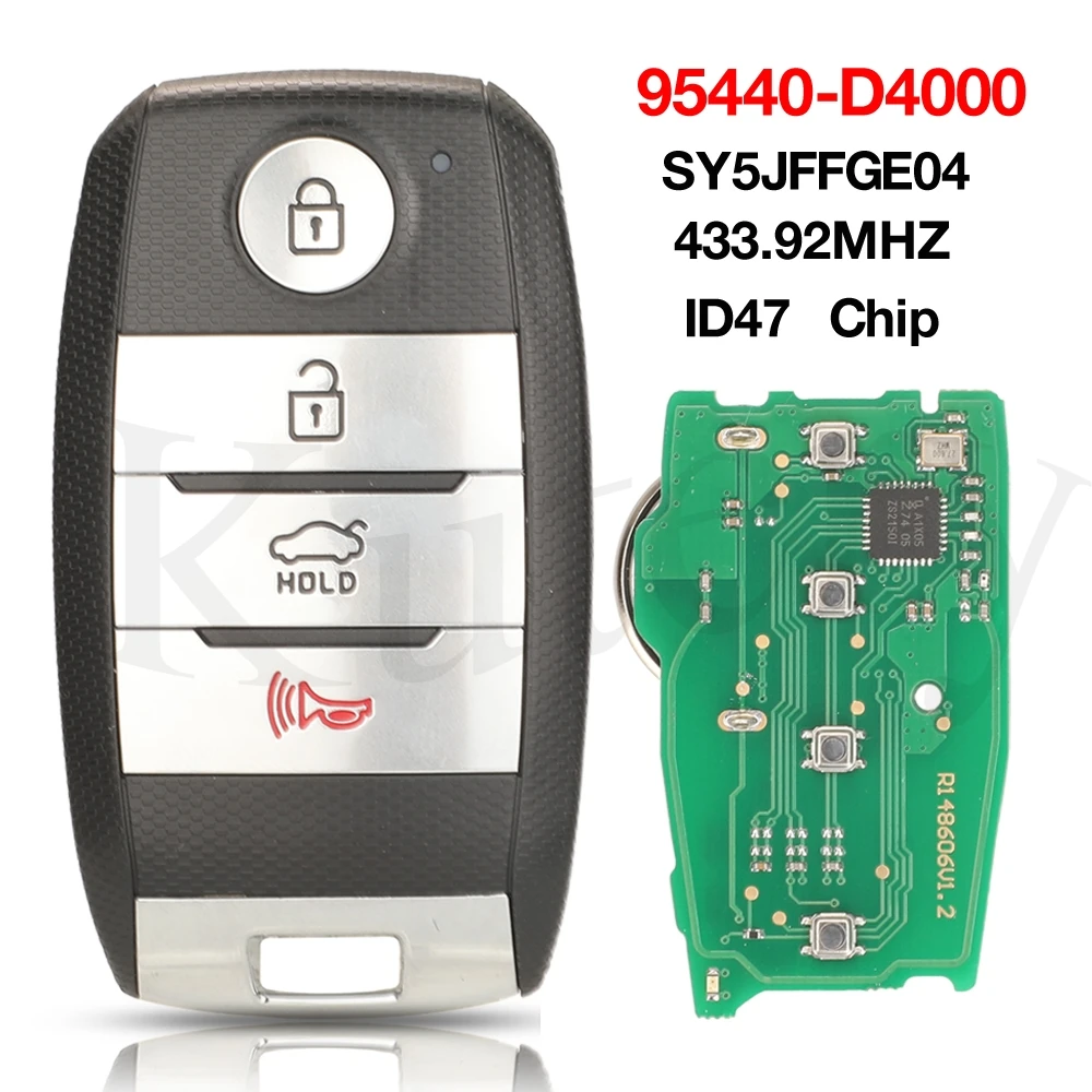 

Jingyuqin Smart Keyless 95440-D4000 95440-D5000 433 МГц ID47 4BTN послепродажный удаленный ключ автомобиля SY5JFFGE04 для KIA Optima 2016-2020