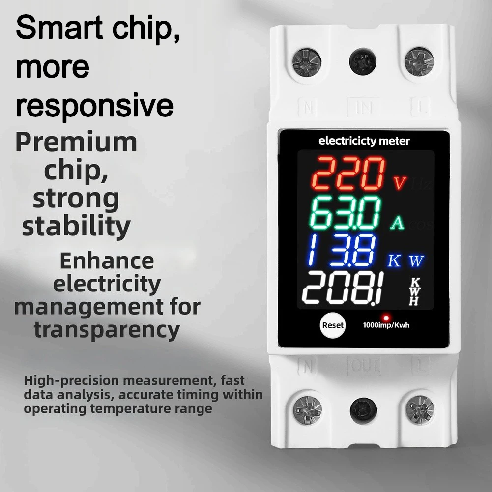 2PCS Electricity Meter 630A AC30-400V Digital Voltmeter Flame-Retardant ABS-Rail Mount Easy Install For Home Office Hotel-Rental