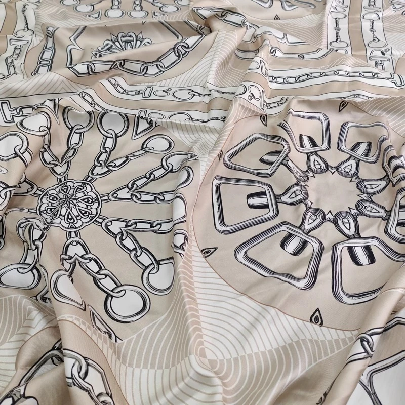 25 New Pattern Mulberry Silk Clothing Fabric Chain Spring/Summer Twill Silk Handmade DIY Fashion Brand Designer Fabric By Meter