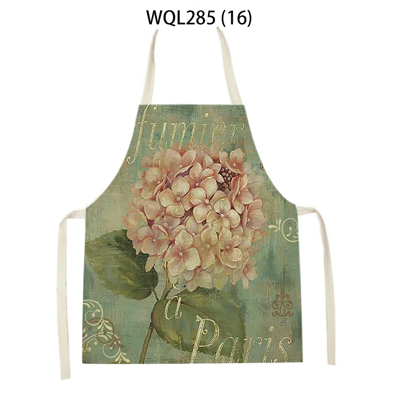 Retro Watercolor Flower Bird Pattern Cleaning Aprons Home Cooking Kitchen Aprons Linen Adult Kids Bibs Cooking Baking Apron