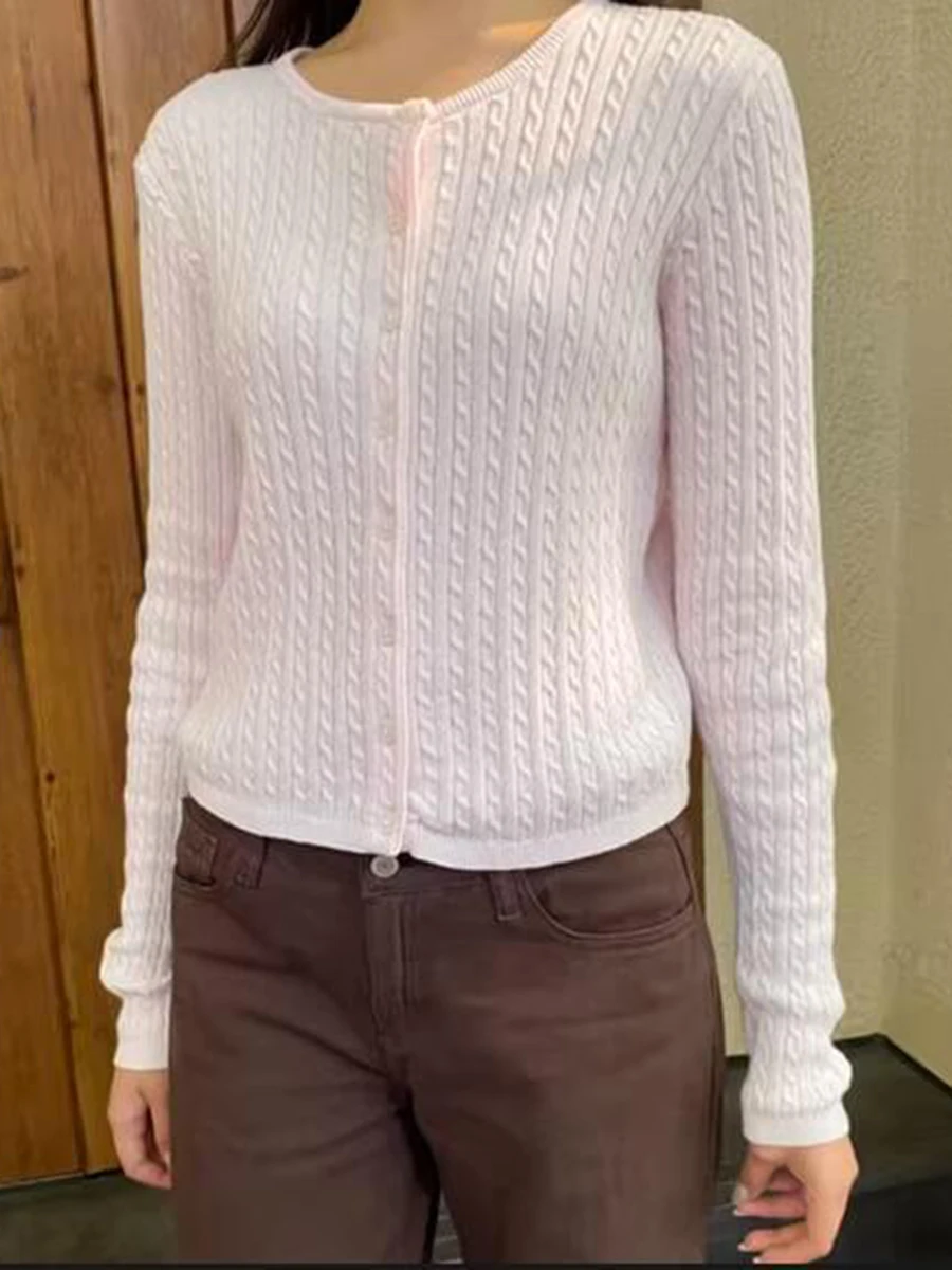 المرأة تويست زهرة الوردي ضئيلة سترة قصيرة الخريف جديد طاقم الرقبة واحدة الصدر تريكو الحلو شيك متماسكة سترة طويلة الأكمام #1