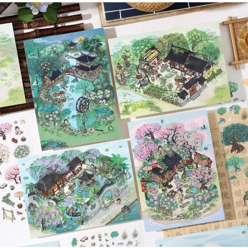 

Красивые наклейки для сценариев «Мой коттедж», 4-я пуля, мини-серия сцен, наклейки, миниатюрные наклейки «сделай сам», наклейки сцены