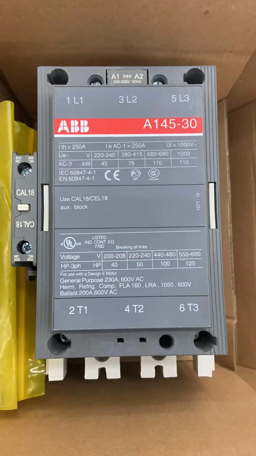 A145-30-11 220V new ABB AC contactor