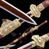 Beautiful High Quality Brass Copper Fitting Chinese KungFu Sword Red Folded Blade Knife