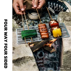 Outdoor Pure Titanium Grill Travel Camping Portable and Compact Grill Net Picnic BBQ Ultra Lightweight Grill Net