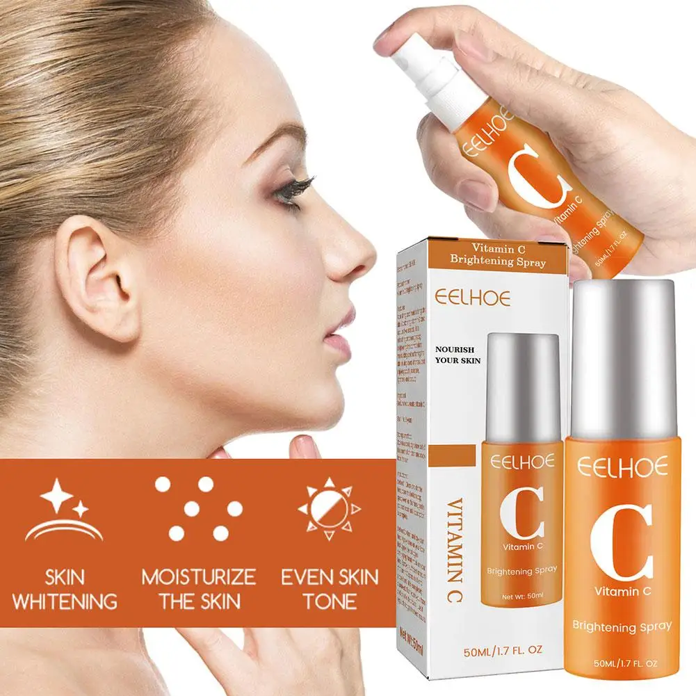 

50ml Vitamin C Brightening Facial Spray Mist Green Anti-wrinkle Portable Whitening Moisturizing Redness Relieve Tea Nourish M9V6
