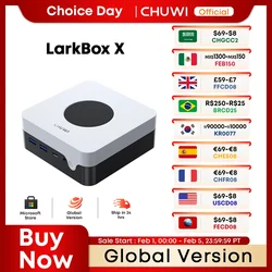 CHUWI-Mini PC LarkBox X, 12GB de RAM, 512GB SSD, Intel N100, gráficos UHD para procesador Intel de 12ª generación, WiFi 6, ordenador de escritorio