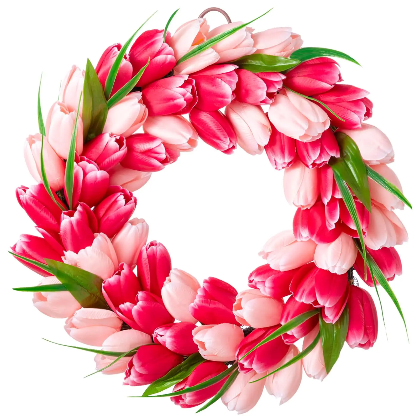 

Tulip garland, 18-inch spring front door garland, artificial pink garland, outdoor holiday wedding window wall decoration