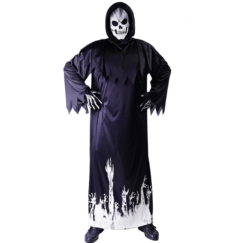 IOOTIANY Halloween Men's Luminous Sickle Hooded Robe Funny Jumpsuit Suit Holiday Party Cosplay Stage Performance Costume 2025