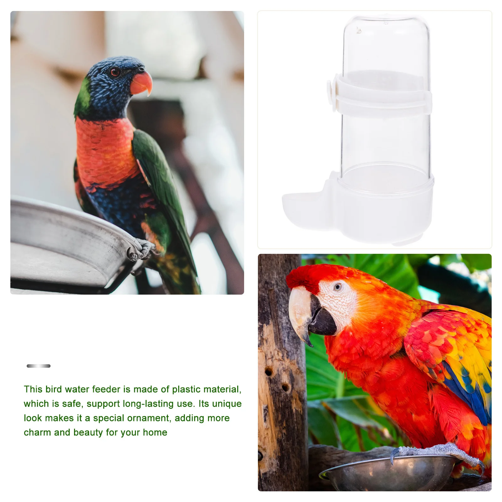 

Parrot Water Fountain Safe Plastic Material Fine Craftsmanship Bird Drinking Supplies Bird Water Feeder Birds Supplies