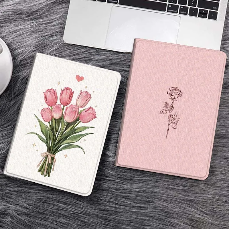 

Pink Tulip Bouquet Heart Tablet Case For Samsung Tab Galaxy S6 S11 A A7 A8 A9 A11 10.1 10.4 10.5 Plus Lite Gift