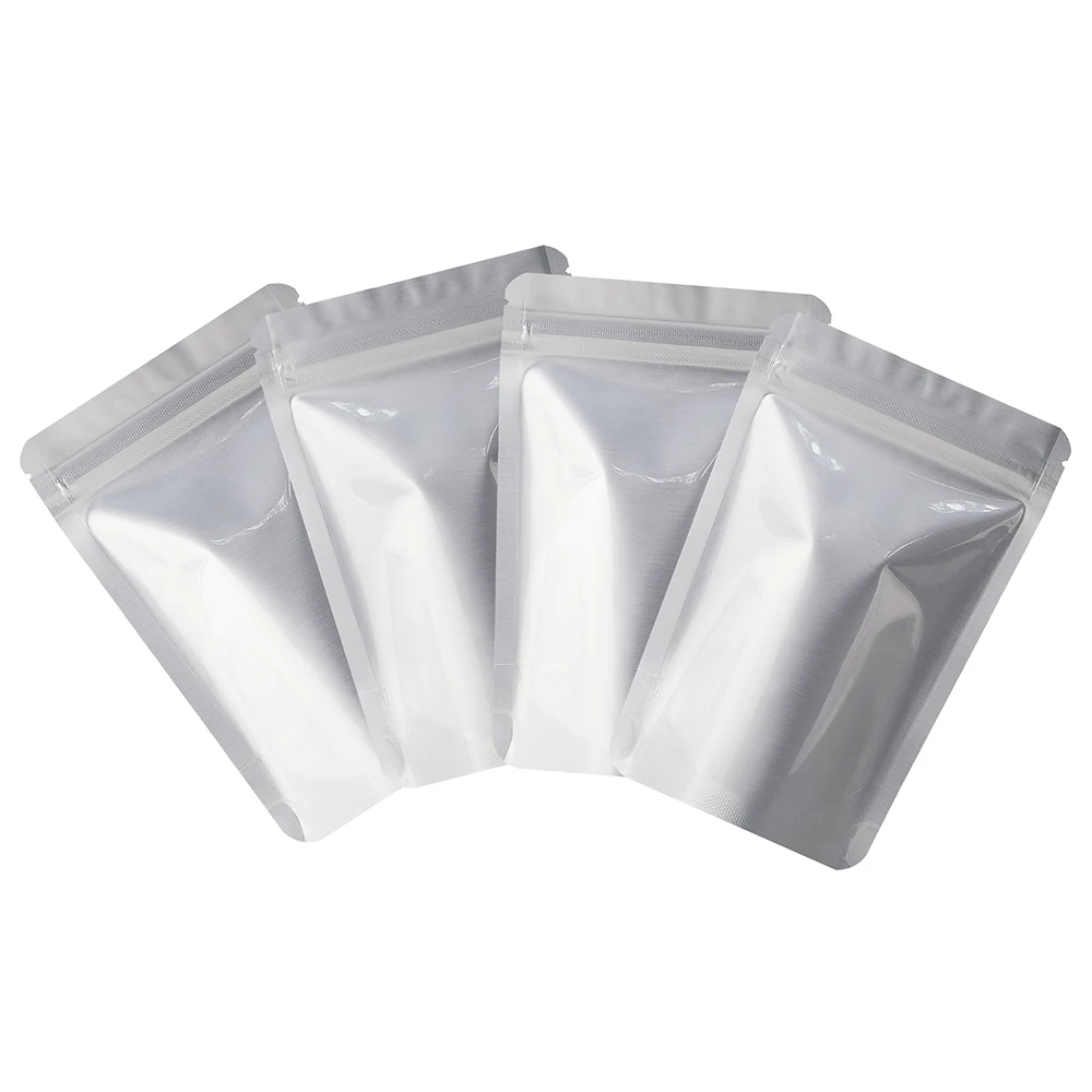 50pcs pure aluminium foil thickened self-standing anti-odour food storage zip bags rice tea coffee beans zip packaging bags