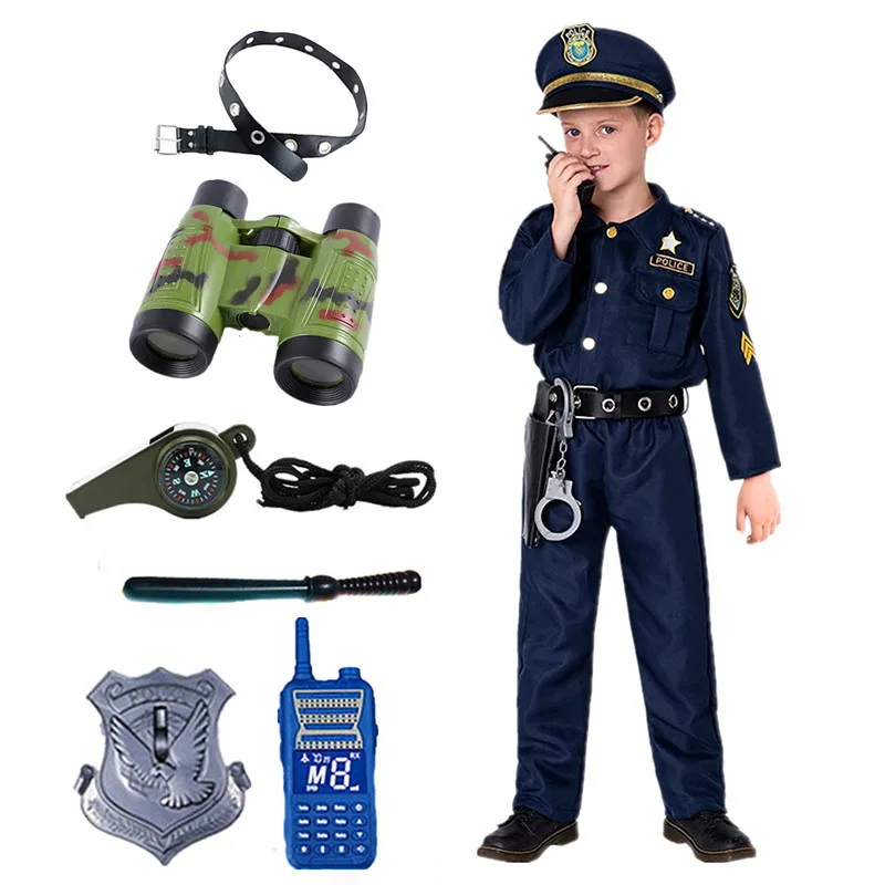 ¡Completa el disfraz de policía de tu hijo con walkie-talkie, silbato y accesorios de esposas!