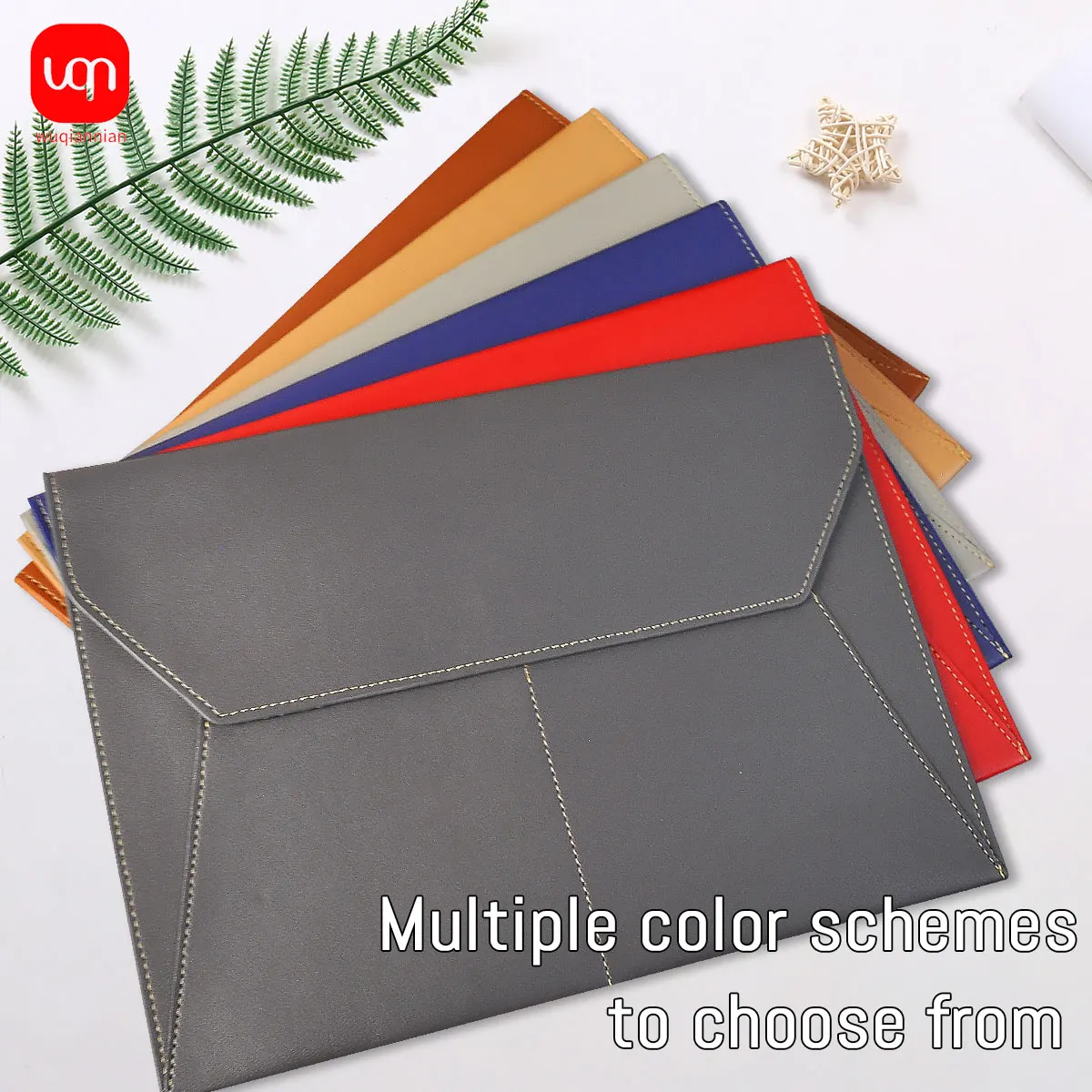 PU Leather Envelope Folder A4-06, Multi-color Waterproof Business Document Bag, Office Meeting File Organizer
