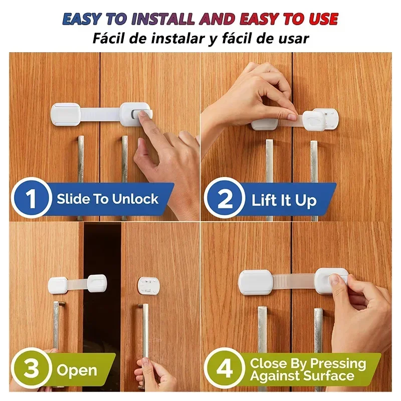 Baby Safety Lock Drawer Child Safety Cabinet Locks Adhesive Cabinet For Drawer Door Latches Baby Safe Straps Child Door Security view 3