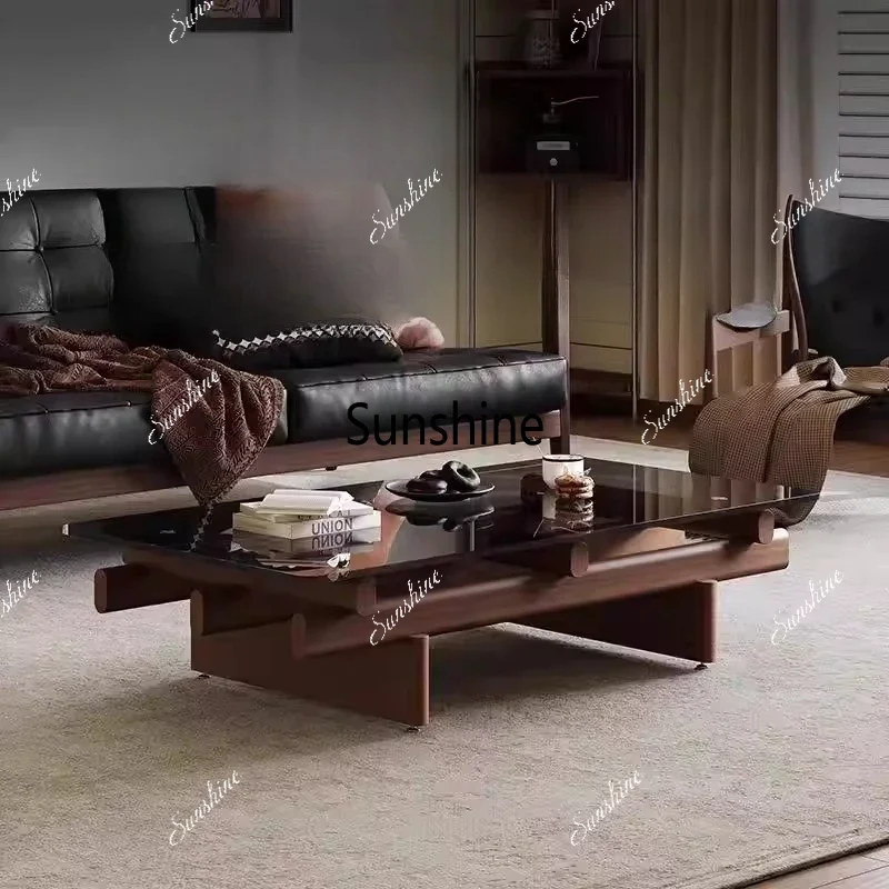

Mid-century high-end coffee table living room small household solid wood coffee tableTJ