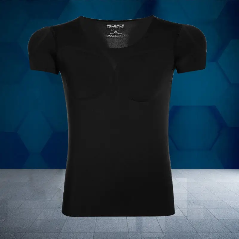 Männer Body Shaper Gefälschte Muskel Enhancer ABS Unsichtbare Pads Top Cosplay Brust Shirts Weichen Schutz Fitness Muskel Unterhemd