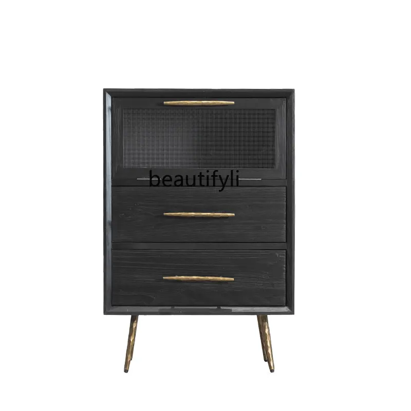 

yj Nordic Light Luxury Silent Style Solid Wood Sideboard Modern Minimalist Drawer Cabinet Wall Locker