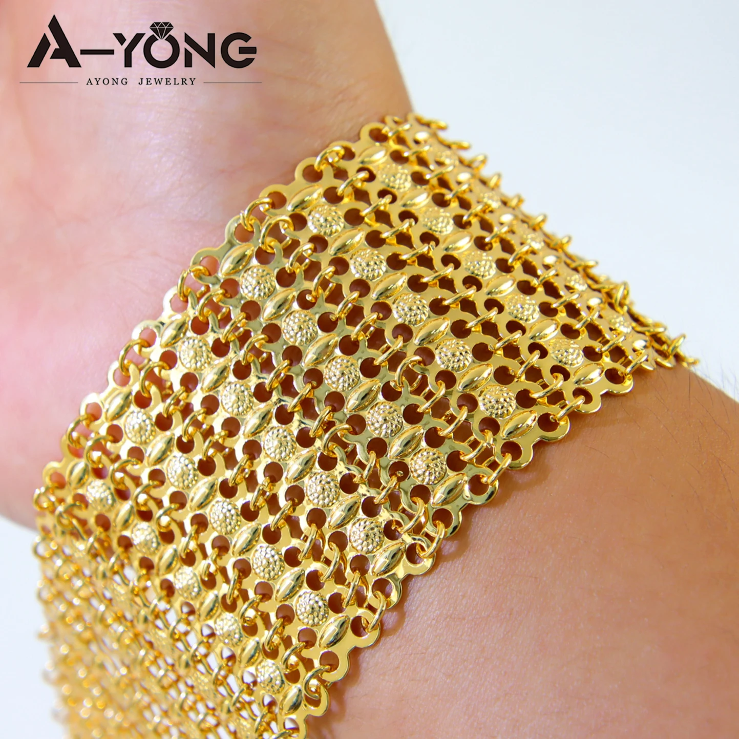 Algerien Braut Hochzeit Armband 21k vergoldet Dubai Mode Armband Handketten Arabisch Nigeria Frauen Täglich Party Schmuck – Detail 3