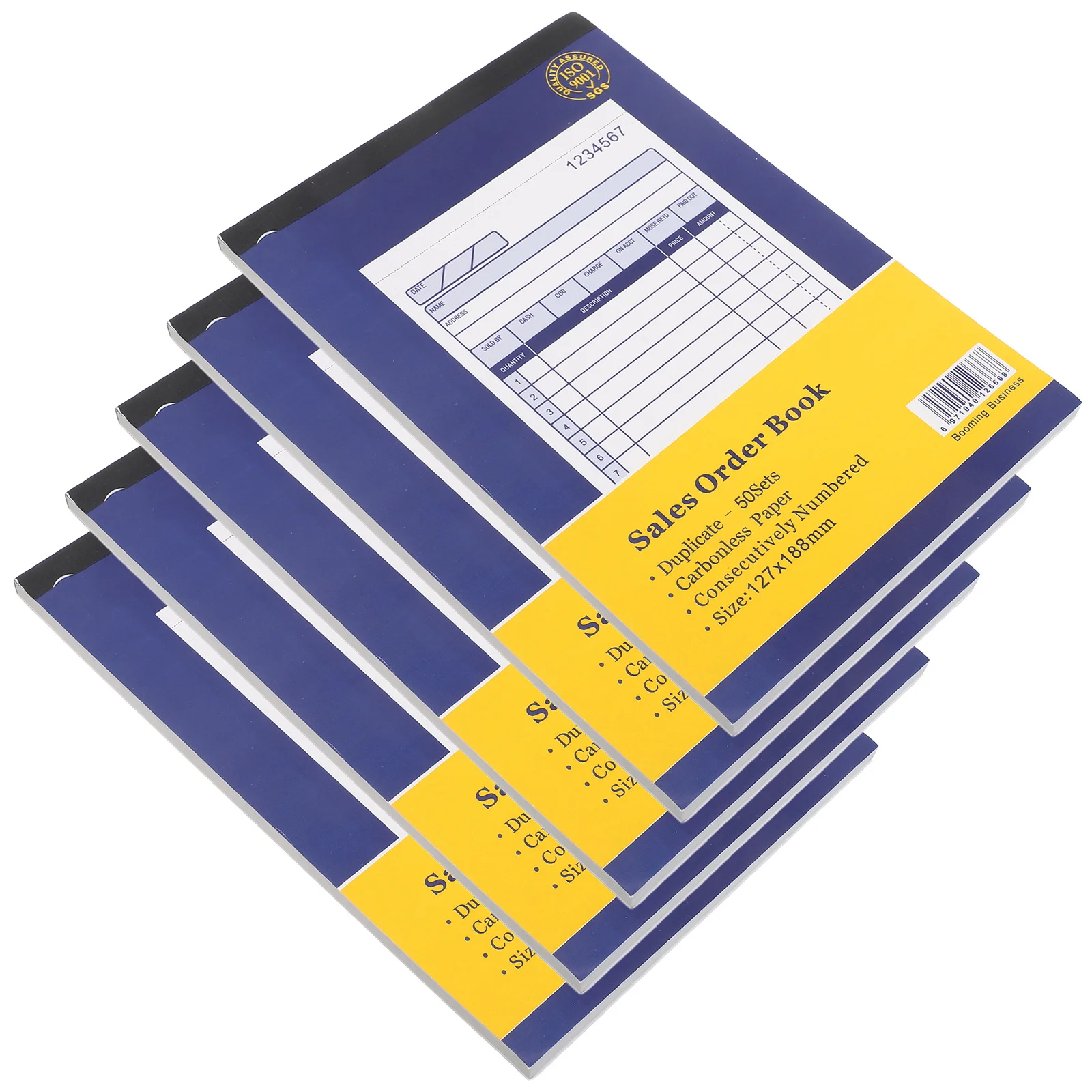 5pcs Sales Order Book For Small Business 2-Part Canary Invoice Book Financial Records Receipt Management Tool Accounting