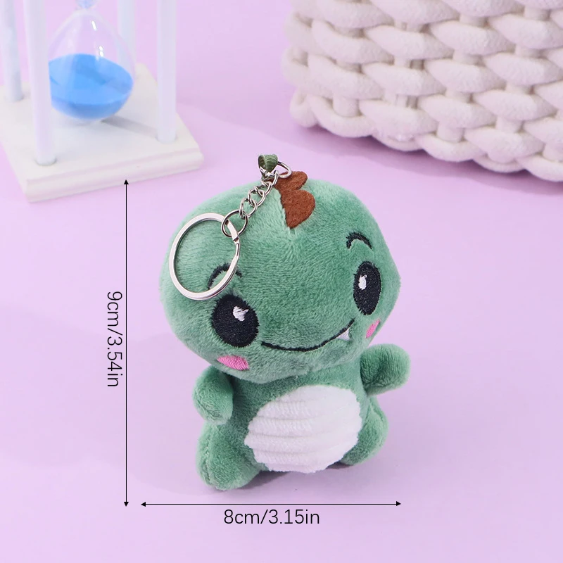 Cute Blush Dinosaur Plush Keychain Cartoon Animal Stuffed Doll Keyring Lovely Backpack Pendant Decoration Best Friend Gifts